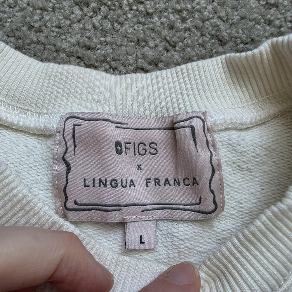 FIGS X Lingua Franca Sweatshirt Womens Large White I Am A Nurse Fleece Crewneck - Picture 5 of 11